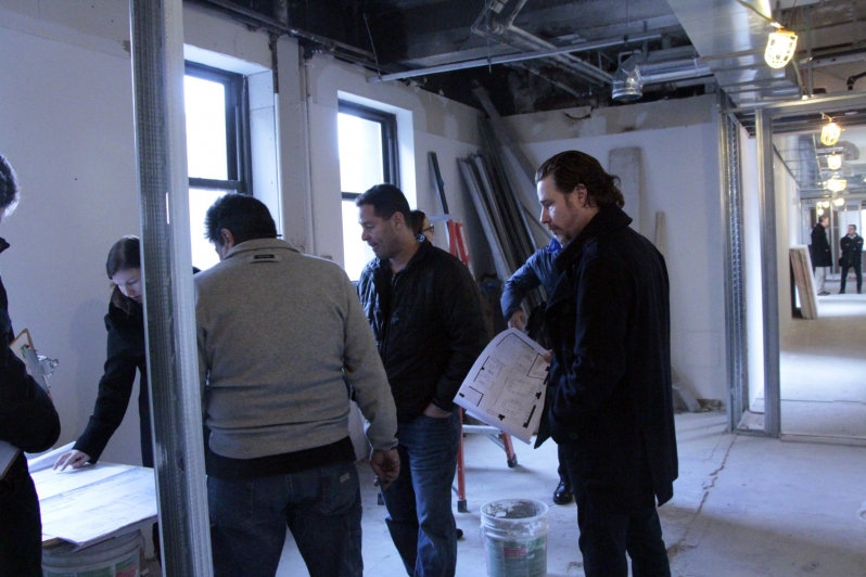 Board and construction staff in the cafe on January 20, 2015